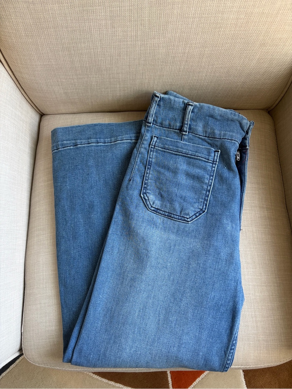 Anthropologie Maeve Colette Crop High-Rise Wide-Leg Jeans in Medium Denim (28)
